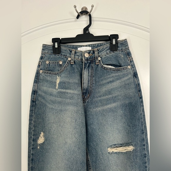 Oak & Fort Medium 90s Acid Wash Distressed High Rise Straight Jeans size small - Picture 3 of 11